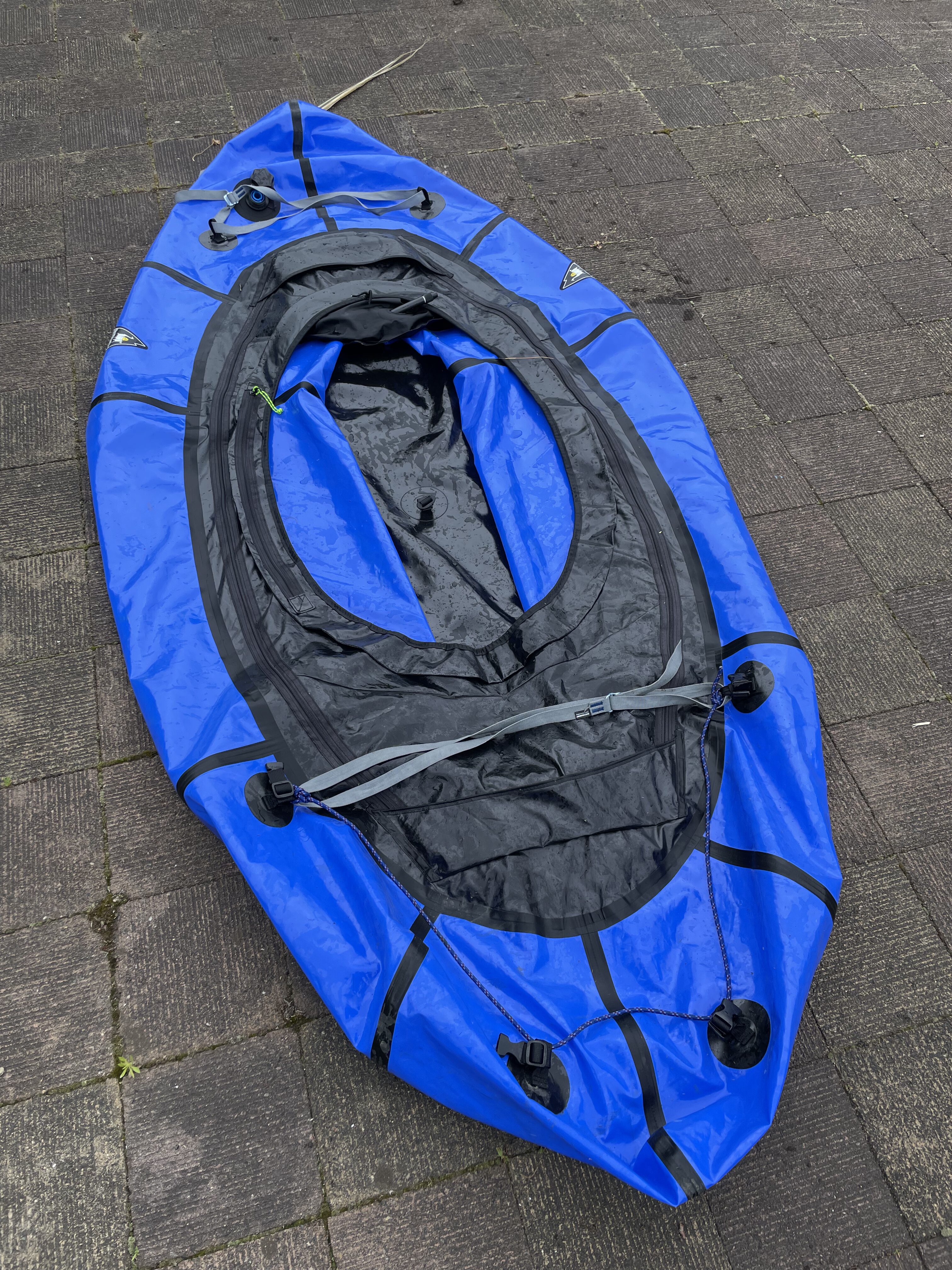 The deflated raft, folded down
